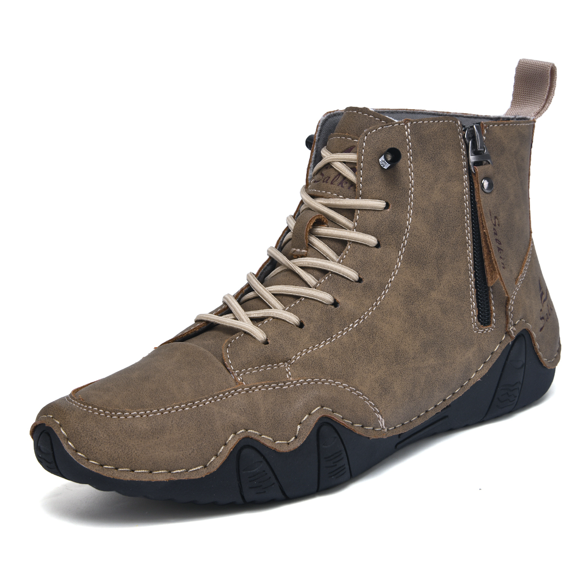 Men's Casual Leather Fashion Sneakers Ankle Chukka Boots Slip On Lightweight Loafers Walking Driving Shoes