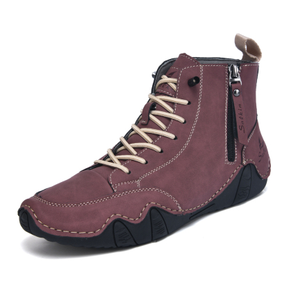 Men's Casual Leather Fashion Sneakers Ankle Chukka Boots Slip On Lightweight Loafers Walking Driving Shoes