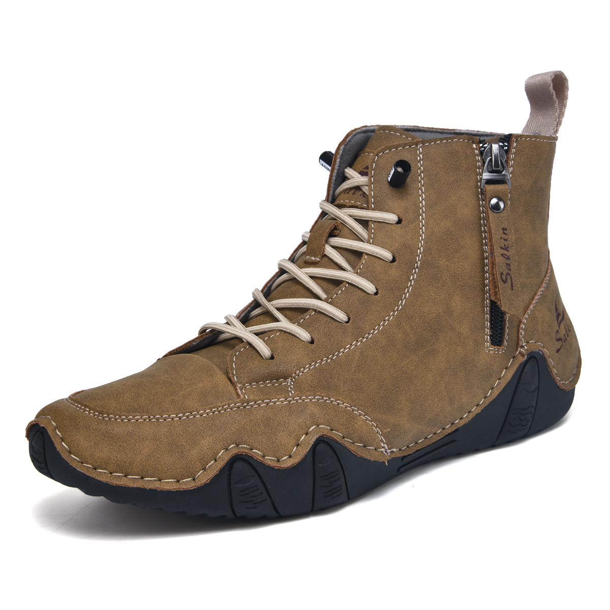 Men's Casual Leather Fashion Sneakers Ankle Chukka Boots Slip On Lightweight Loafers Walking Driving Shoes