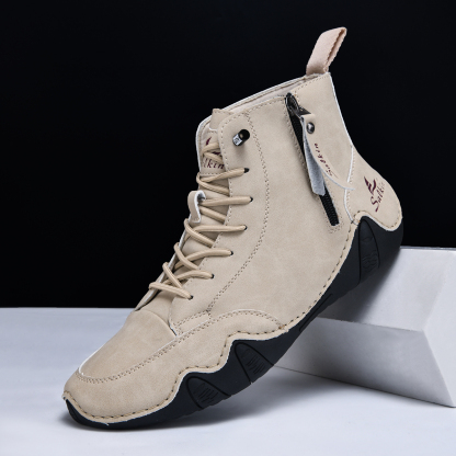 Men's Casual Leather Fashion Sneakers Ankle Chukka Boots Slip On Lightweight Loafers Walking Driving Shoes