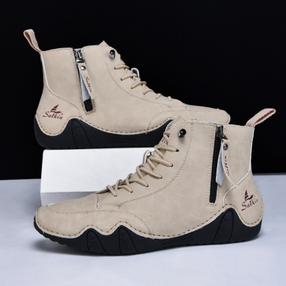 Men's Casual Leather Fashion Sneakers Ankle Chukka Boots Slip On Lightweight Loafers Walking Driving Shoes