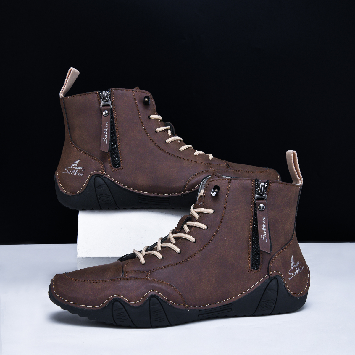 Men's Casual Leather Fashion Sneakers Ankle Chukka Boots Slip On Lightweight Loafers Walking Driving Shoes