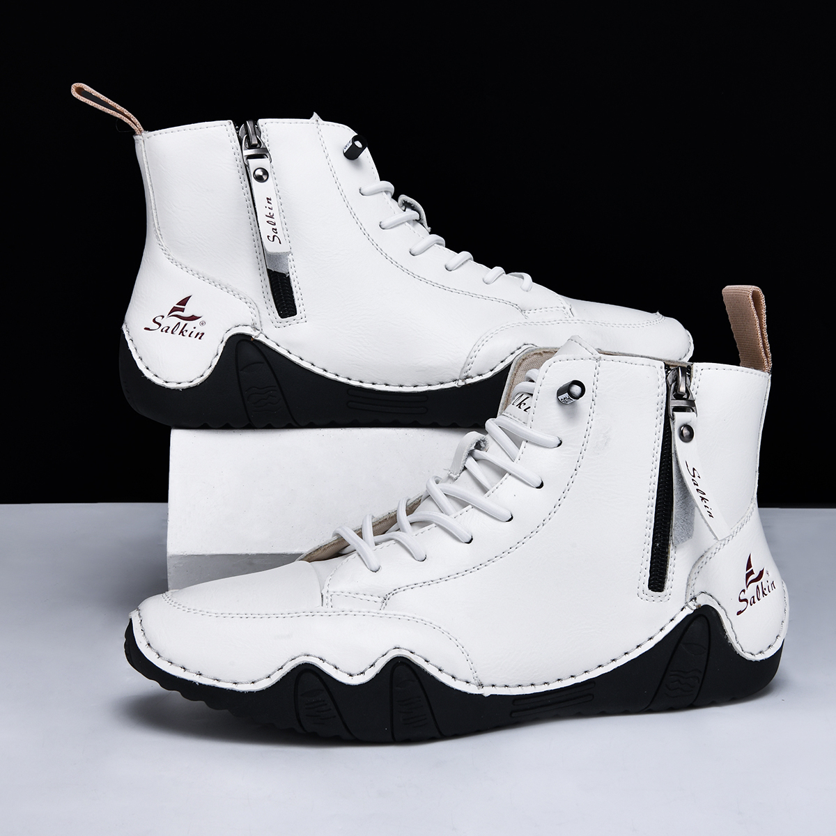 Men's Casual Leather Fashion Sneakers Ankle Chukka Boots Slip On Lightweight Loafers Walking Driving Shoes