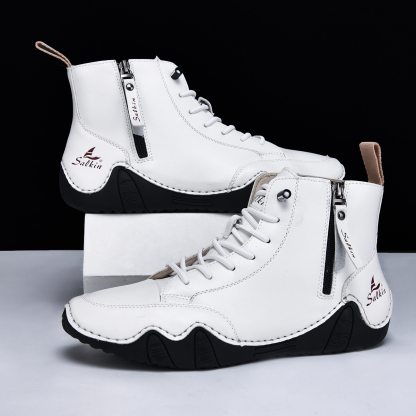 Men's Casual Leather Fashion Sneakers Ankle Chukka Boots Slip On Lightweight Loafers Walking Driving Shoes