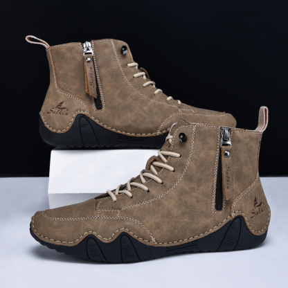 Men's Casual Leather Fashion Sneakers Ankle Chukka Boots Slip On Lightweight Loafers Walking Driving Shoes