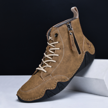 Men's Casual Leather Fashion Sneakers Ankle Chukka Boots Slip On Lightweight Loafers Walking Driving Shoes