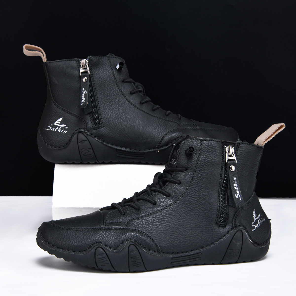Men's Casual Leather Fashion Sneakers Ankle Chukka Boots Slip On Lightweight Loafers Walking Driving Shoes