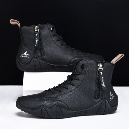 Men's Casual Leather Fashion Sneakers Ankle Chukka Boots Slip On Lightweight Loafers Walking Driving Shoes