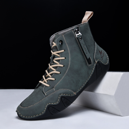 Men's Casual Leather Fashion Sneakers Ankle Chukka Boots Slip On Lightweight Loafers Walking Driving Shoes