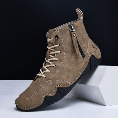 Men's Casual Leather Fashion Sneakers Ankle Chukka Boots Slip On Lightweight Loafers Walking Driving Shoes