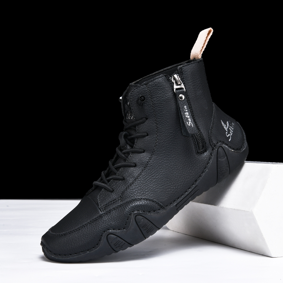 Men's Casual Leather Fashion Sneakers Ankle Chukka Boots Slip On Lightweight Loafers Walking Driving Shoes