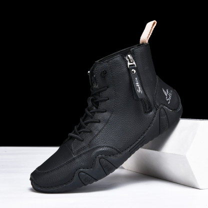 Men's Casual Leather Fashion Sneakers Ankle Chukka Boots Slip On Lightweight Loafers Walking Driving Shoes