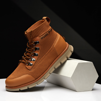 Mens Mid-Top Casual Breathable Sneaker Chukka Boots with Memory Foam insole