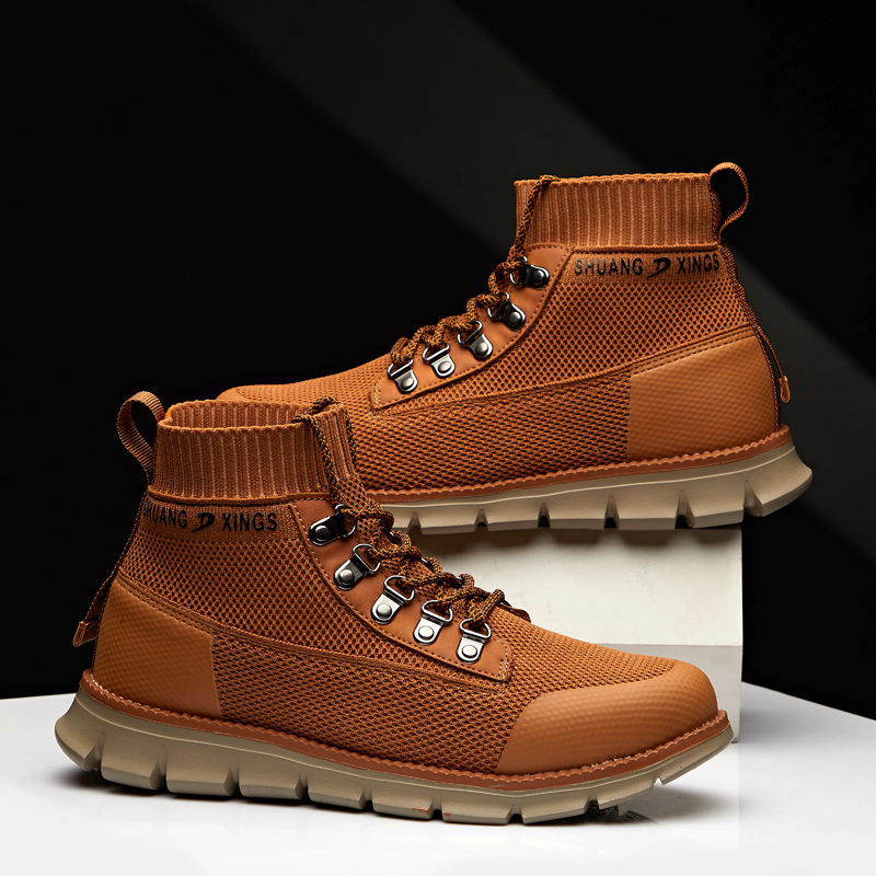 Mens Mid-Top Casual Breathable Sneaker Chukka Boots with Memory Foam insole