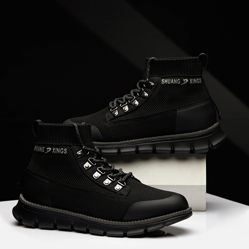 Mens Mid-Top Casual Breathable Sneaker Chukka Boots with Memory Foam insole