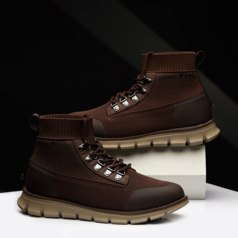 Mens Mid-Top Casual Breathable Sneaker Chukka Boots with Memory Foam insole
