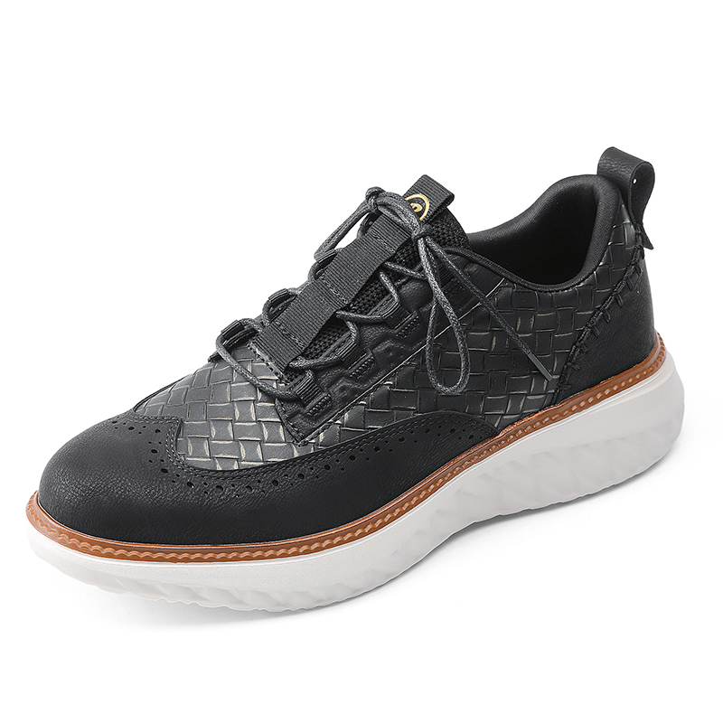 Men's Blue Casual Sneakers, Artificial Leather Upper,Thick Soles, Big Sizes, British Style, Brogues Shoes,Comfortable