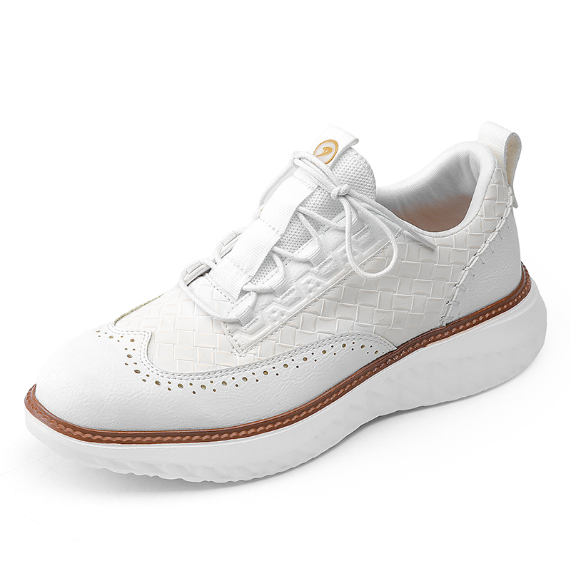 Men's Blue Casual Sneakers, Artificial Leather Upper,Thick Soles, Big Sizes, British Style, Brogues Shoes,Comfortable