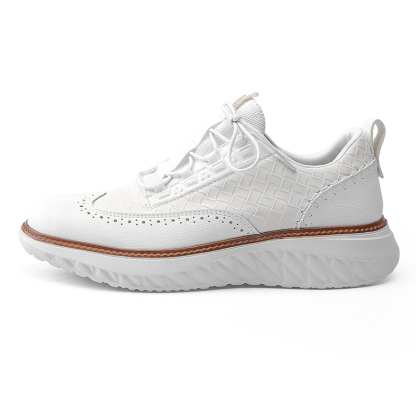 Men's Blue Casual Sneakers, Artificial Leather Upper,Thick Soles, Big Sizes, British Style, Brogues Shoes,Comfortable