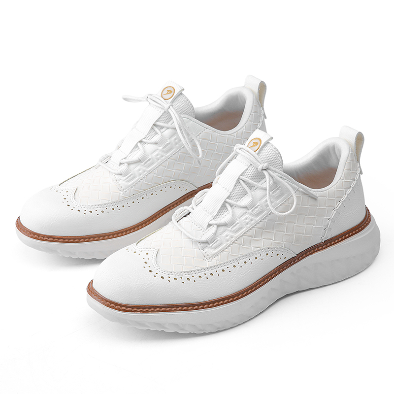 Men's Blue Casual Sneakers, Artificial Leather Upper,Thick Soles, Big Sizes, British Style, Brogues Shoes,Comfortable