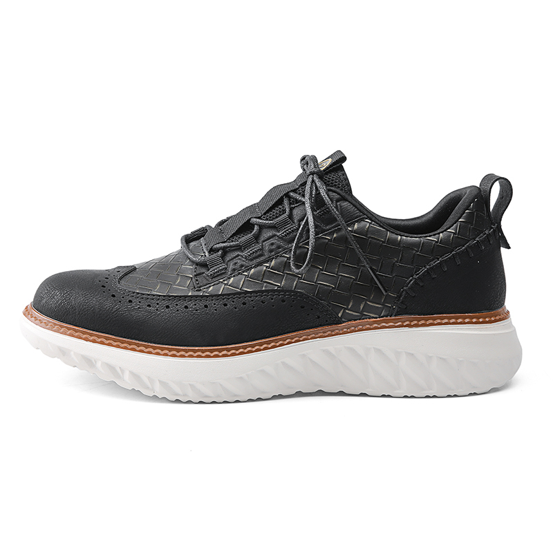 Men's Blue Casual Sneakers, Artificial Leather Upper,Thick Soles, Big Sizes, British Style, Brogues Shoes,Comfortable