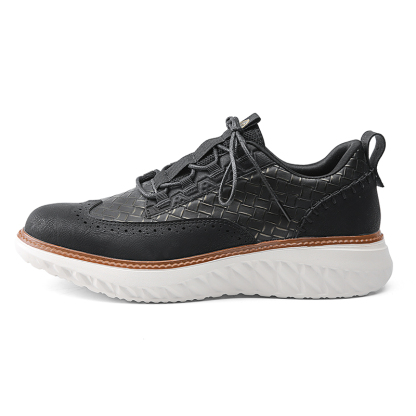 Men's Blue Casual Sneakers, Artificial Leather Upper,Thick Soles, Big Sizes, British Style, Brogues Shoes,Comfortable