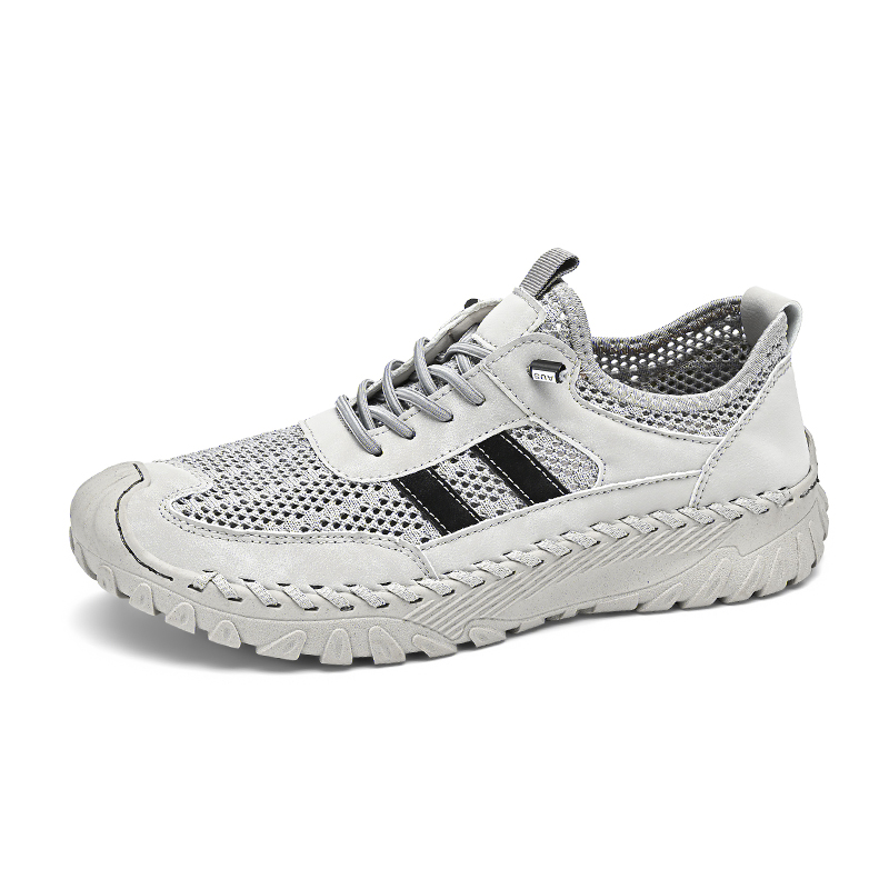 Men's Casual Handmade Breathable Hollow Mesh Loafers Outdoor Lightweight and Fashionable Soft Soled Driving Shoes