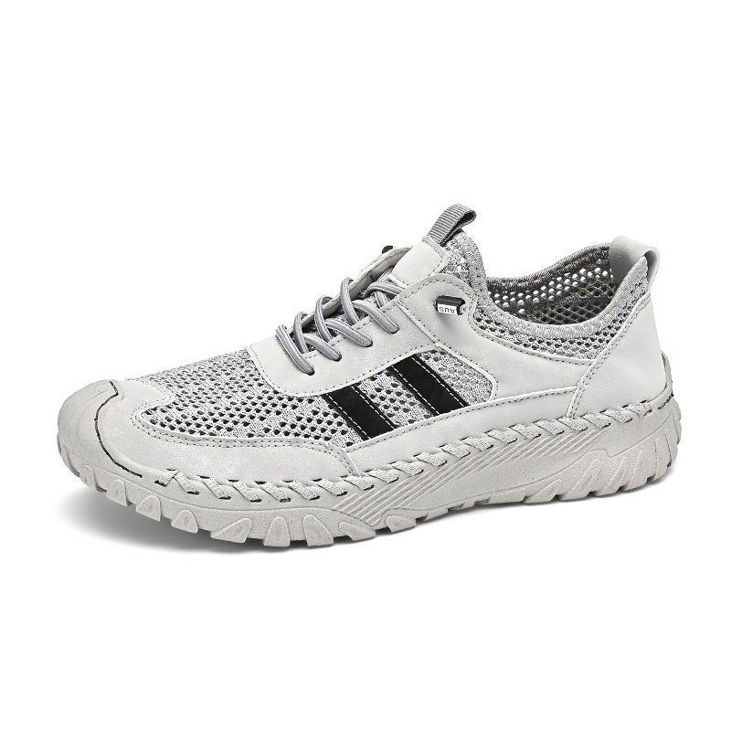 Men's Casual Handmade Breathable Hollow Mesh Loafers Outdoor Lightweight and Fashionable Soft Soled Driving Shoes