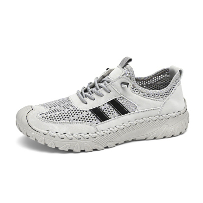 Men's Casual Handmade Breathable Hollow Mesh Loafers Outdoor Lightweight and Fashionable Soft Soled Driving Shoes