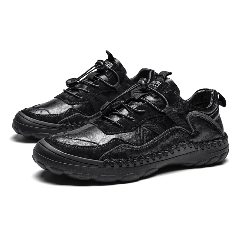 Men's Premium Fashion Leather Walking Shoes, Outdoor Casual Shoes, Casual Sneakers, Driving Shoes, Hand Sewn Sole, Convenient Lace-Up, Soft and Comfortable, Non-Slip and Wear-Resistant