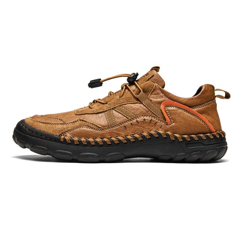 Men's Premium Fashion Leather Walking Shoes, Outdoor Casual Shoes, Casual Sneakers, Driving Shoes, Hand Sewn Sole, Convenient Lace-Up, Soft and Comfortable, Non-Slip and Wear-Resistant