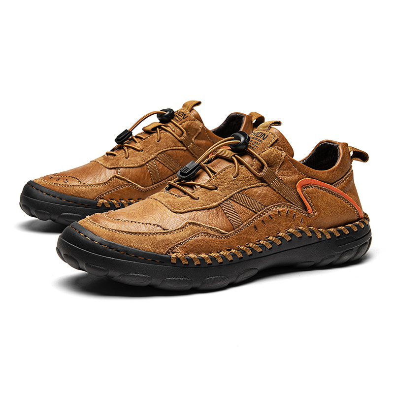 Men's Premium Fashion Leather Walking Shoes, Outdoor Casual Shoes, Casual Sneakers, Driving Shoes, Hand Sewn Sole, Convenient Lace-Up, Soft and Comfortable, Non-Slip and Wear-Resistant