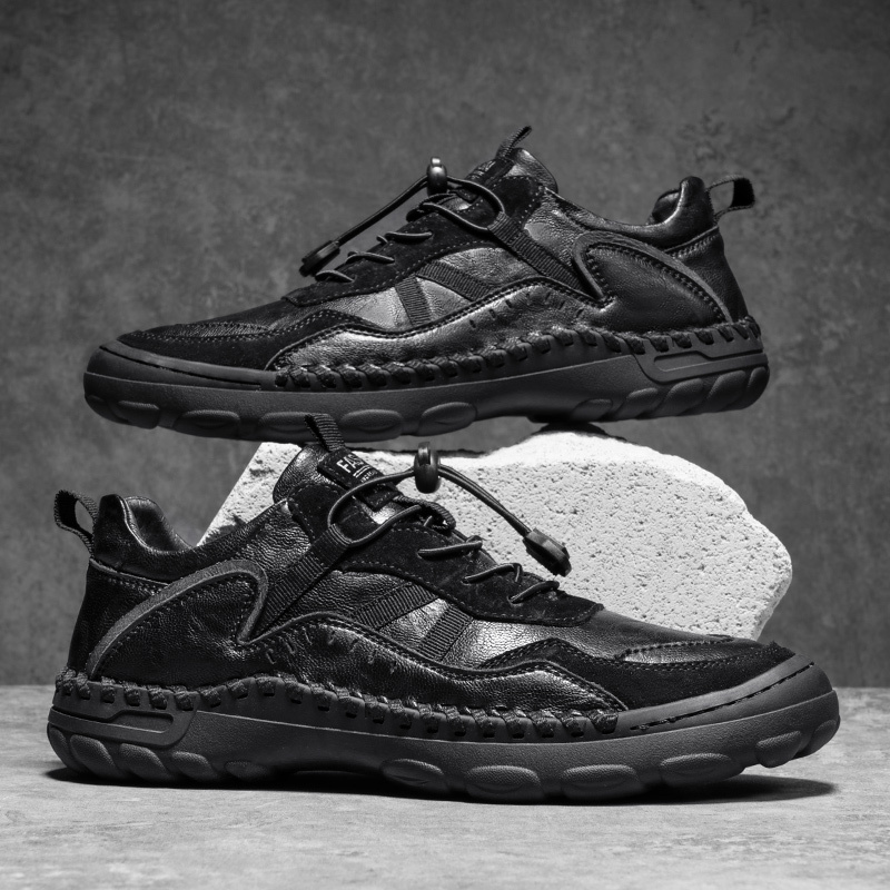 Men's Premium Fashion Leather Walking Shoes, Outdoor Casual Shoes, Casual Sneakers, Driving Shoes, Hand Sewn Sole, Convenient Lace-Up, Soft and Comfortable, Non-Slip and Wear-Resistant