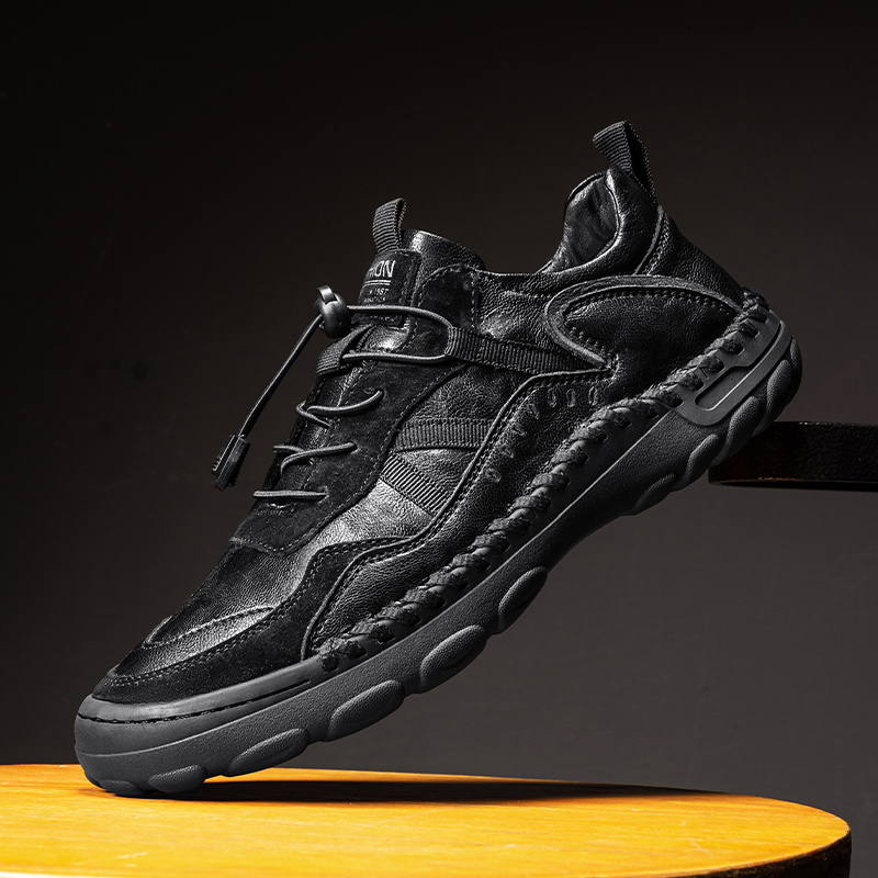 Men's Premium Fashion Leather Walking Shoes, Outdoor Casual Shoes, Casual Sneakers, Driving Shoes, Hand Sewn Sole, Convenient Lace-Up, Soft and Comfortable, Non-Slip and Wear-Resistant