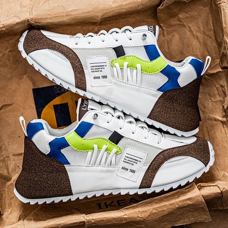 Comfy Trendy Platform Shoes for Outdoor Walking Jogging Camping, All Seasons Men's Lace Up Sneakers