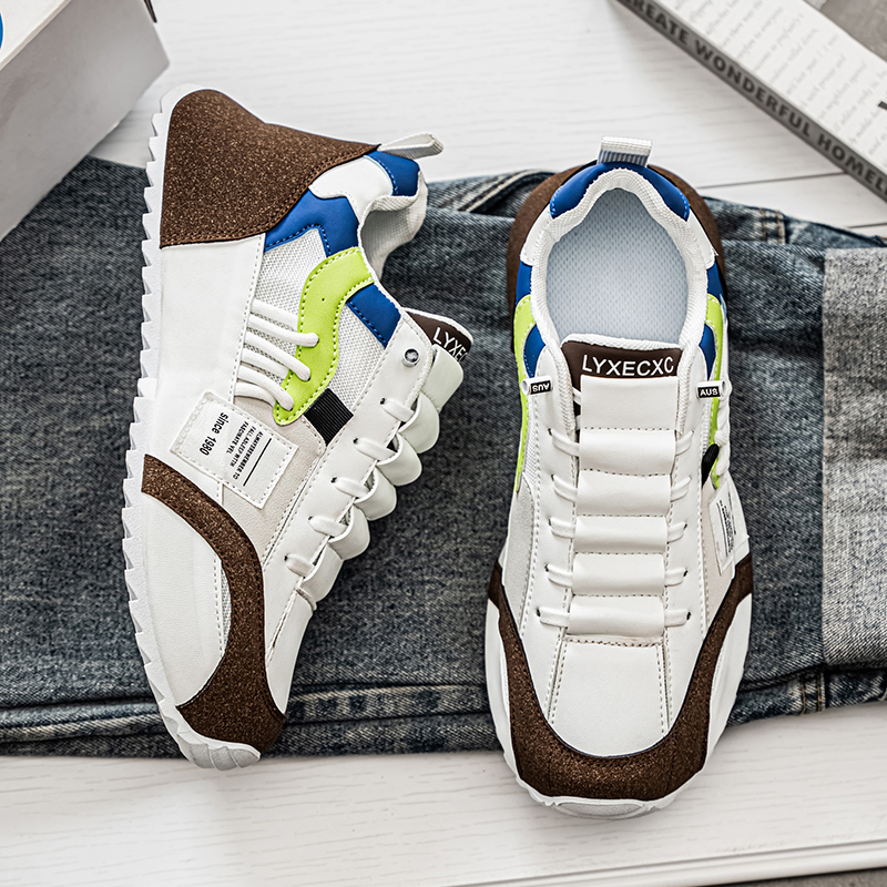 Comfy Trendy Platform Shoes for Outdoor Walking Jogging Camping, All Seasons Men's Lace Up Sneakers