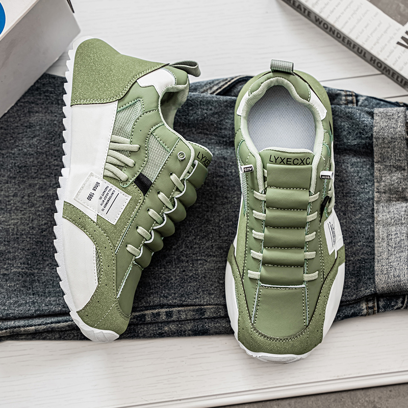 Comfy Trendy Platform Shoes for Outdoor Walking Jogging Camping, All Seasons Men's Lace Up Sneakers