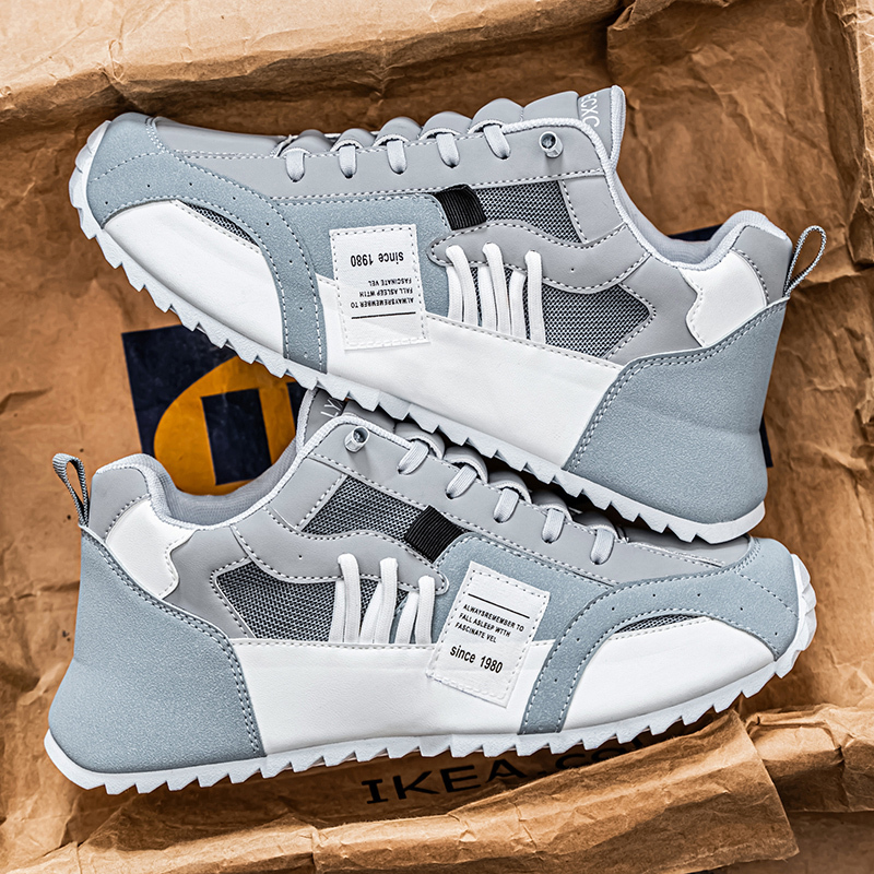 Comfy Trendy Platform Shoes for Outdoor Walking Jogging Camping, All Seasons Men's Lace Up Sneakers