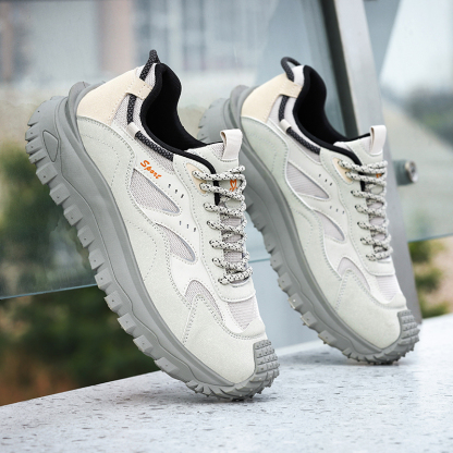 Plus Size 2025 Spring Men's Casual Fashion Sneakers Match Color Striped Street Style Lace-up Low-top Tire Pattern Sole Wear Resistant Non-Slip 004