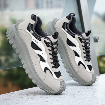 Plus Size 2025 Spring Men's Casual Fashion Sneakers Match Color Striped Street Style Lace-up Low-top Tire Pattern Sole Wear Resistant Non-Slip 004