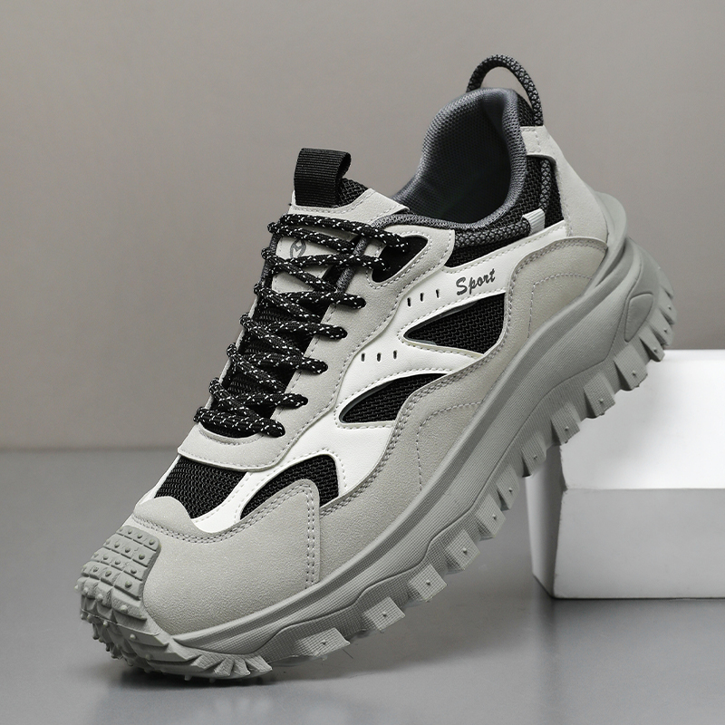 Plus Size 2025 Spring Men's Casual Fashion Sneakers Match Color Striped Street Style Lace-up Low-top Tire Pattern Sole Wear Resistant Non-Slip 004