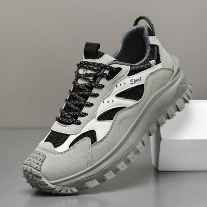 Plus Size 2025 Spring Men's Casual Fashion Sneakers Match Color Striped Street Style Lace-up Low-top Tire Pattern Sole Wear Resistant Non-Slip 004