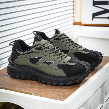 Plus Size 2025 Spring Men's Casual Fashion Sneakers Match Color Striped Street Style Lace-up Low-top Tire Pattern Sole Wear Resistant Non-Slip 004