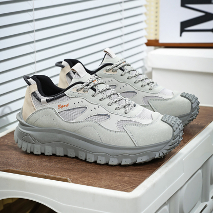 Plus Size 2025 Spring Men's Casual Fashion Sneakers Match Color Striped Street Style Lace-up Low-top Tire Pattern Sole Wear Resistant Non-Slip 004