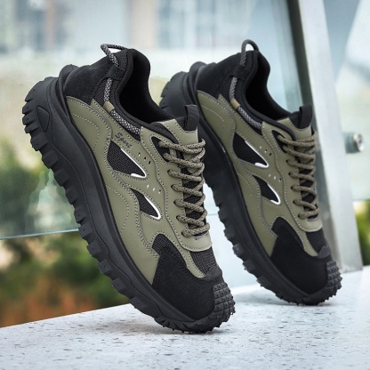 Plus Size 2025 Spring Men's Casual Fashion Sneakers Match Color Striped Street Style Lace-up Low-top Tire Pattern Sole Wear Resistant Non-Slip 004