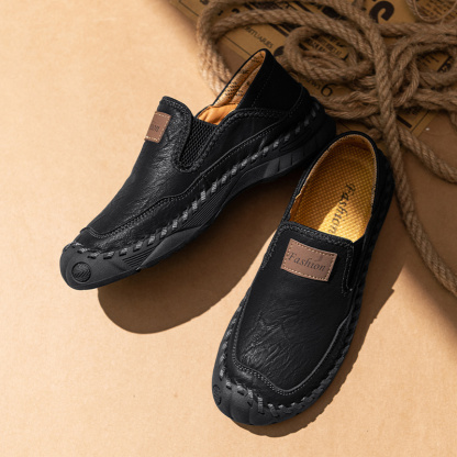 Men's Orthopedic Arch Support Casual Loafers – Breathable Microfiber Leather Slip-On Driving Shoes with Anti-Slip Sole for Work & Daily Wear