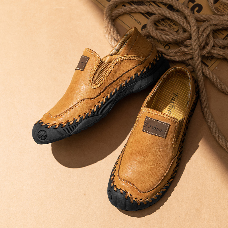 Men's Orthopedic Arch Support Casual Loafers – Breathable Microfiber Leather Slip-On Driving Shoes with Anti-Slip Sole for Work & Daily Wear