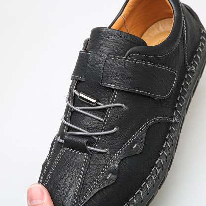 Men's Slip On Loafers Leather Casual Shoes,Lightweight Comfy Vintage Hand-Stitching Zip Driving Walking Sneakers