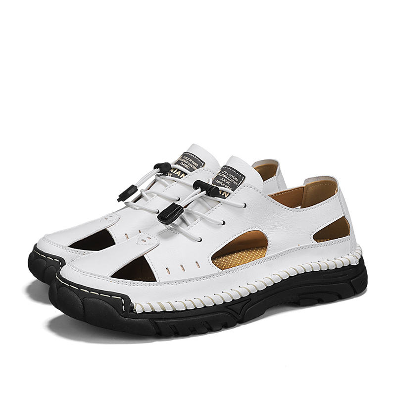 Men'S Sandals Outdoor Leather Closed Toe Beach Shoes