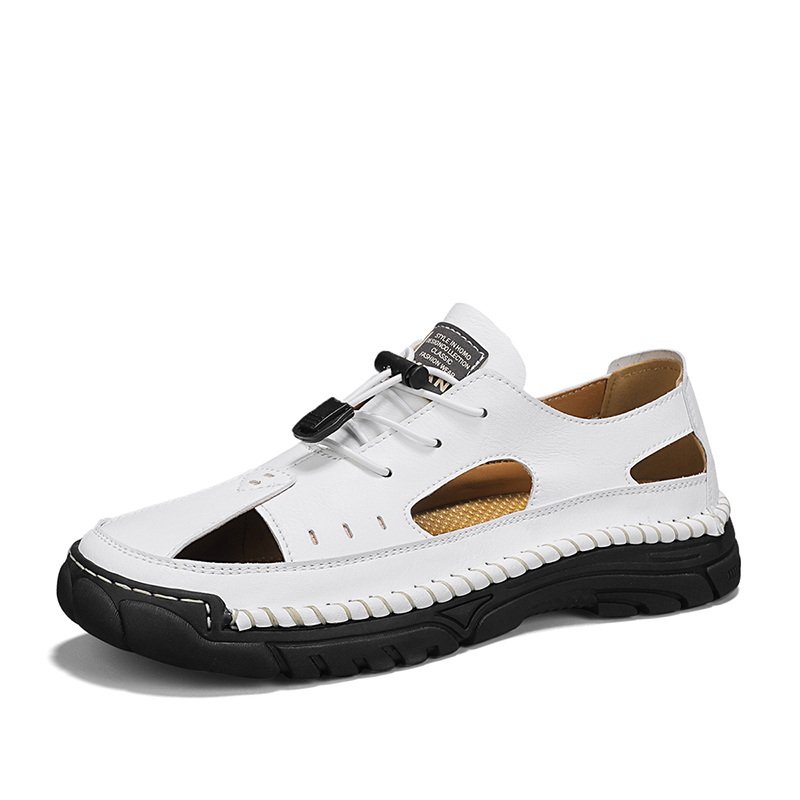 Men'S Sandals Outdoor Leather Closed Toe Beach Shoes